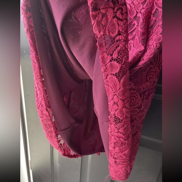 Dark Pink Lace Sleeveless Floral Dress Womens Size Medium Great For Parties - Picture 9 of 11